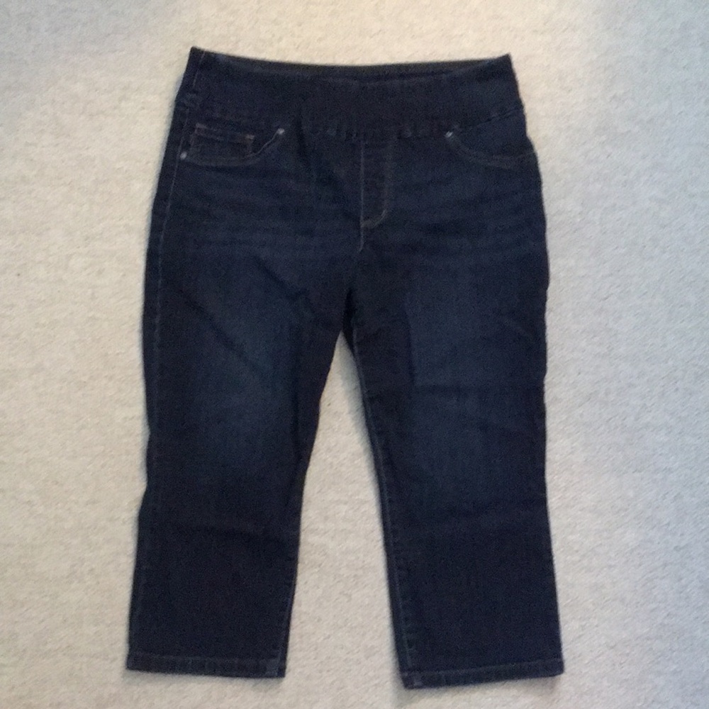 Lee Slim Fit Midrise Blue Capri Jeans. 14 Medium. Cotton Blend. Pull On Cropped.